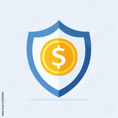 Financial Security Vector Illustration Shield and Dollar Coin Icon