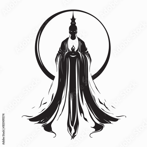 Hindu Priest in Traditional Clothing Stock Vector  on white background