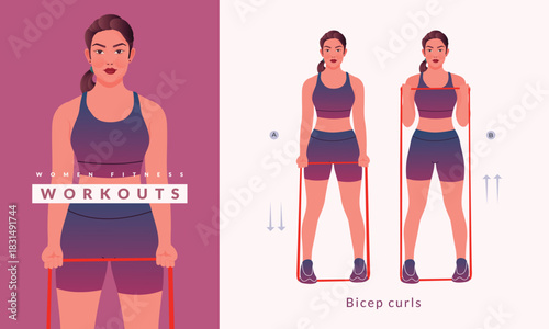Bicep curls exercise, Woman workout fitness, aerobic and exercises.	