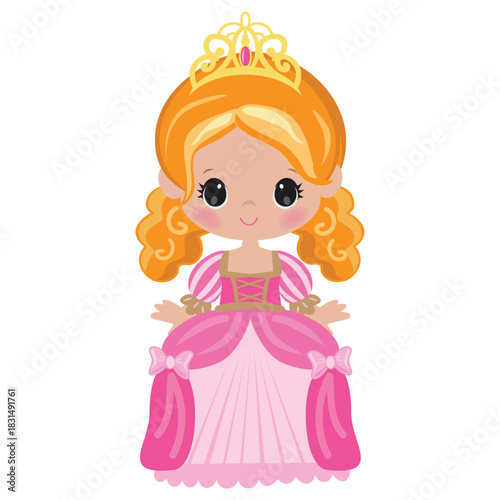 Cute little princess girl  vector cartoon  illustration