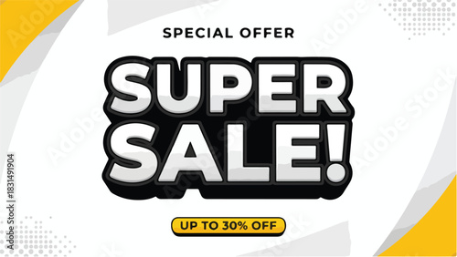 Super sale special offer up to 30% off on, perfect for advertising campaigns and promotional materials to attract customers