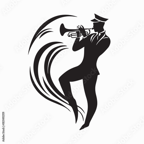 Musician Playing Trumpet Silhouette Vector Art