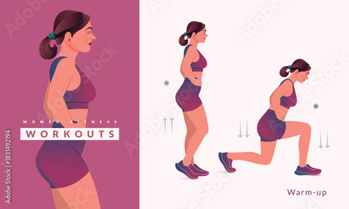 Warm up exercise, Woman workout fitness, aerobic and exercises