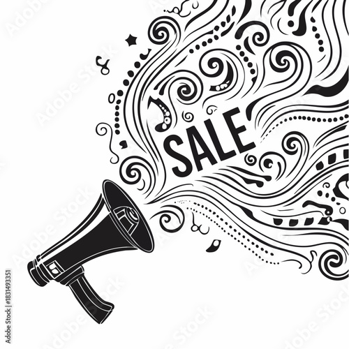 Megaphone Announcement SALE! Creative Illustration for Promotions and Marketing Campaigns