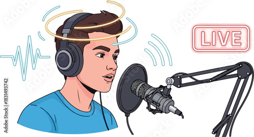 A worker pointing to an emergency kit with safety supplies in an industrial setting.