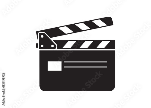 Movie clapperboard icon, Movie clapperboard silhouette vector