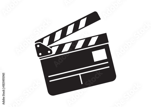 Movie clapperboard icon, Movie clapperboard silhouette vector