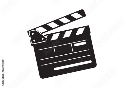 Movie clapperboard icon, Movie clapperboard silhouette vector