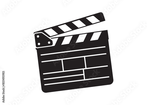 Movie clapperboard icon, Movie clapperboard silhouette vector