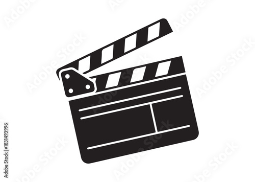 Movie clapperboard icon, Movie clapperboard silhouette vector