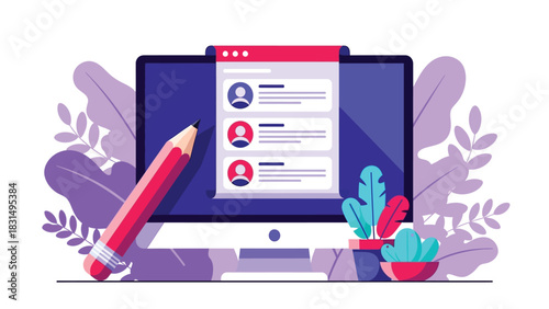 Digital Profile Editing and Content Management Vector Concept