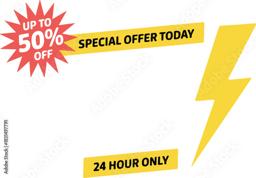 Special offer today with up to 50% off for 24 hours only isolated on