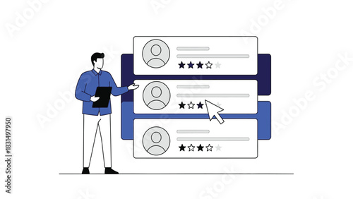 Customer Feedback Review and Performance Rating System Vector Illustration