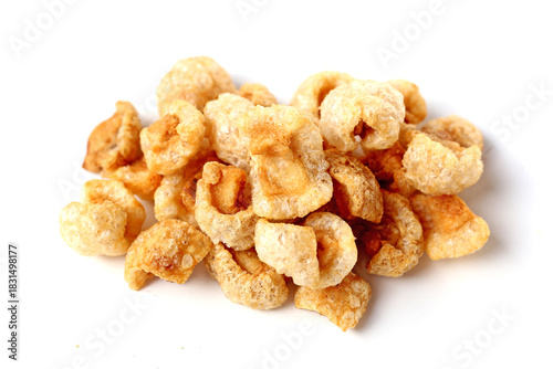 Crispy pork cracklings, a crunchy savory snack.