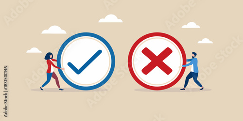 Decision making between yes and no choices