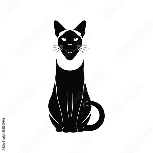 Siamese cat silhouette vector icon   elegant feline art