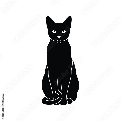Elegant black cat silhouette vector illustration design