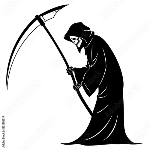 Grim Reaper Silhouette Holding Scythe death skeleton