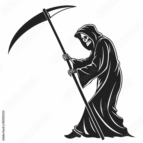 Grim Reaper with Scythe Silhouette death skeleton