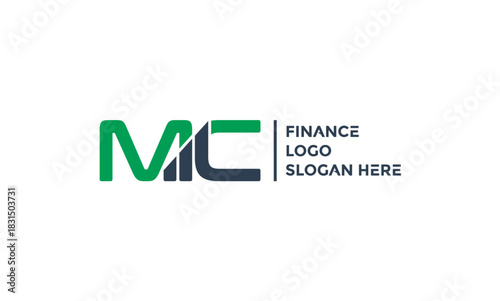 Letter MC Logo on Financial Chart Vector Template