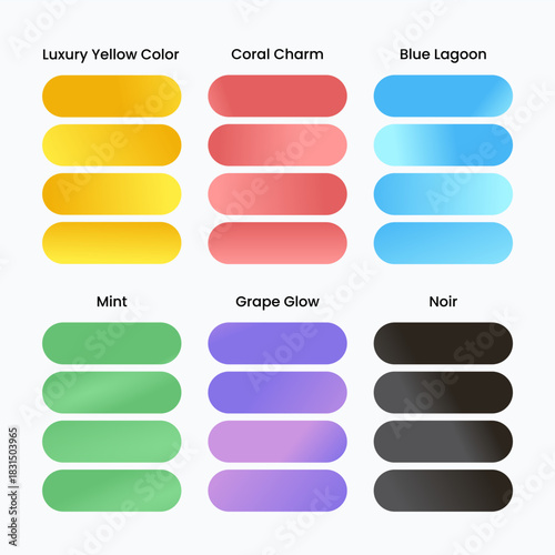 Premium bundle color palette with rich gradients. Elegant tones for printing, interior, fashion, and digital branding. Smooth color transitions for premium design use