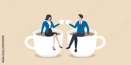 Business colleagues enjoying coffee break together