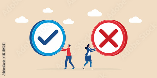 Decision making between yes and no choices