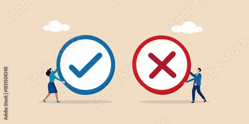 Decision making between yes and no choices