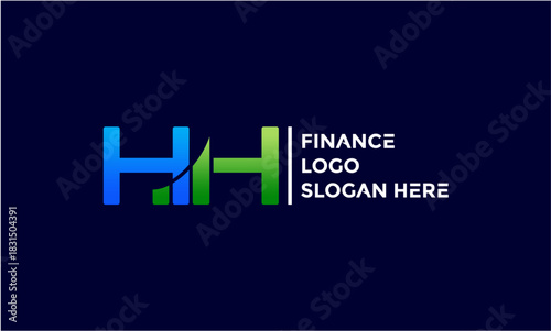 Letter HH Logo Design Financial Chart Vector Template