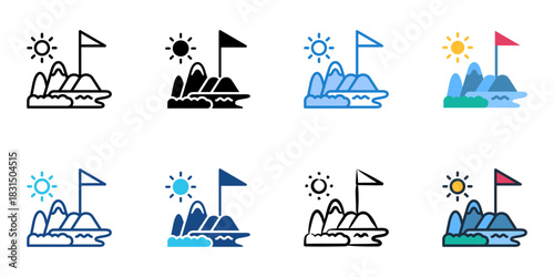 National park icon set multiple style vector collection. Editable Stroke 
