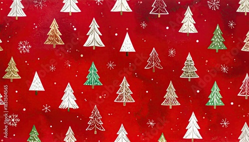 Festive Christmas Tree Pattern Seamless Background Design.