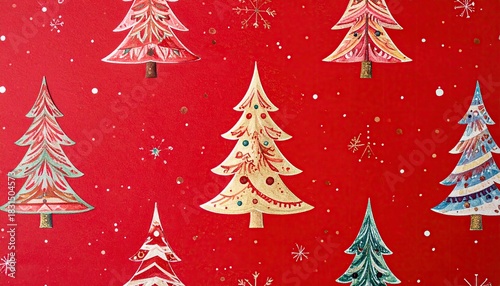 Festive Christmas Tree Pattern Seamless Holiday Background Design.