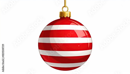 Classic red and white striped Christmas ornament bauble festive decoration.