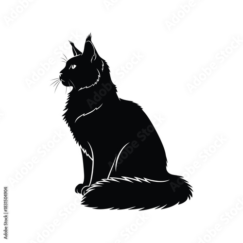 Maine coon cat silhouette vector logo design element
