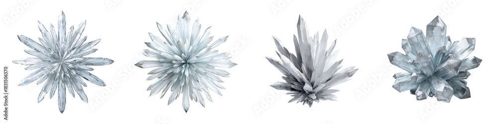 Fototapeta premium Watercolor Crystal Set: Geometric Abstract Illustrations