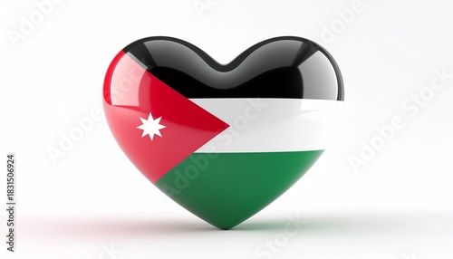 A Heartfelt Celebration Jordan's Flag Symbolized on a Glossy, 3D Heart with Reflections Free Download A Heartfelt Celebration Jordan's Flag Symbolized on a Glossy, 3D Heart with Reflections - GFXLoad