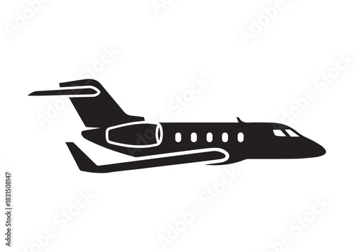 Private jet icon, Private jet Black silhouette vector