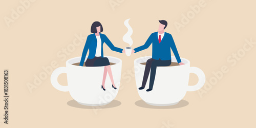 Business colleagues enjoying coffee break together