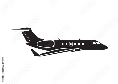Private jet icon, Private jet Black silhouette vector