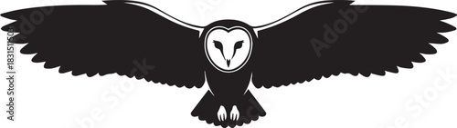 flying owl silhouette vector flat illustration design