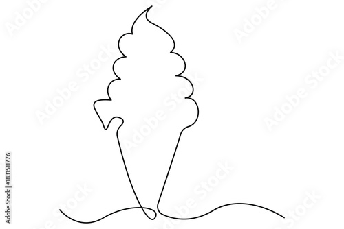 Continuous One line drawing of Ice cream single line vector illustration editable stroke. isolated on white background
