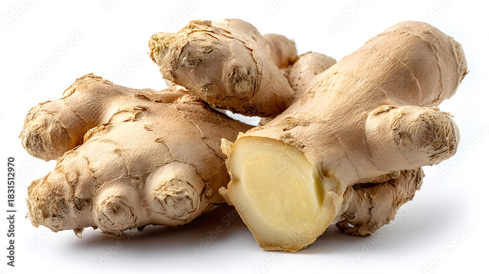 Fototapeta premium Fresh ginger root on white background