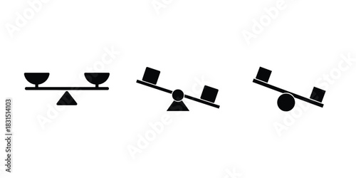 Simple seesaw icons on white background