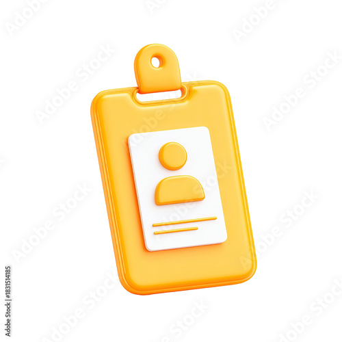 3D rendered yellow ID card with a person icon