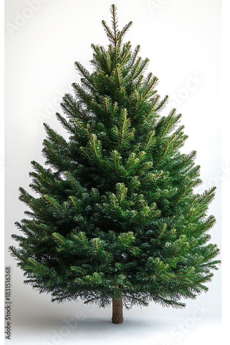 Classic Christmas tree on white background ready for decorating bringing holiday cheer and festive spirit for home decor