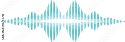 A minimalist illustration of a turquoise sound wave with varying wave heights against a clean white background, conveying a sense of voice recognition and minimalism.