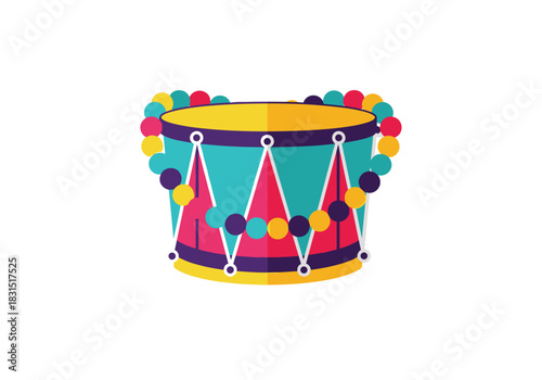 Colorful drum decorated with beads for festive occasions  