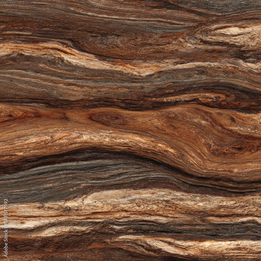 Naklejka premium The rich deep brown hues of a dark walnut wood grain pattern create a captivating and textured background, revealing intricate details in the natural material.