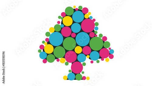 Colorful Tree: An artistic representation of a tree, formed by an array of colorful circles. The vibrant design is sure to bring joy and an artistic vibe.