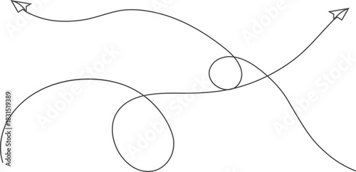 Vector hand-drawn illustration of a plane design with needle and thread sewing a macro mosquito insect in nature